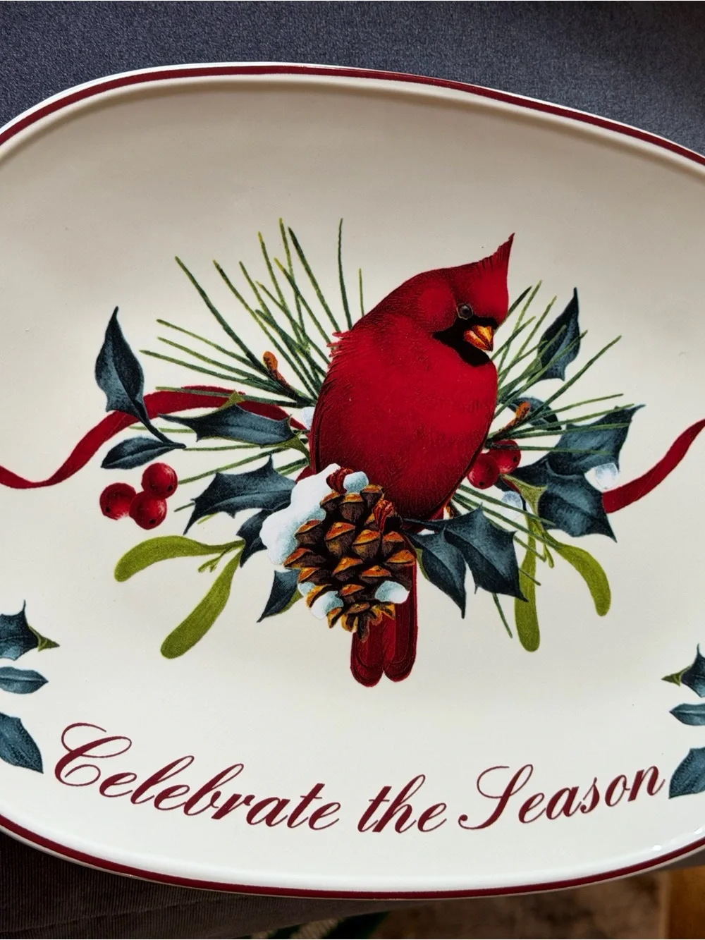 Celebrate the Season Red Cardinal Holiday Serving Platter
